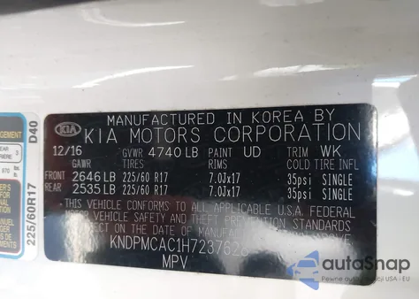 2017 Kia Sportage Lx from USA, damaged, VIN KNDPMCAC1H7237628